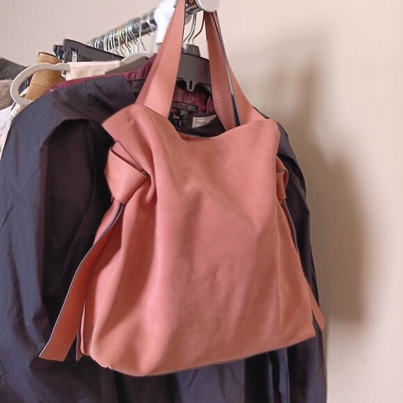 Dusty Rose Pink Suede Slouchy Top Handle Handbag - Picture 1 of 14